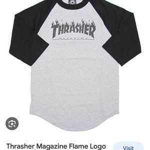 THRASHER Men’s 3/4 sleeve flame logo tee